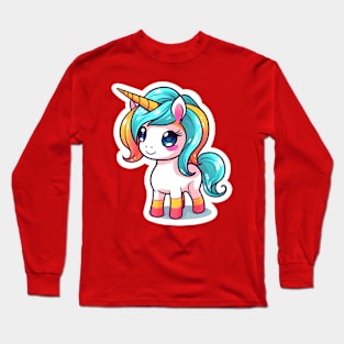 cute Kawaii Unicorn sticker Long Sleeve T-Shirt